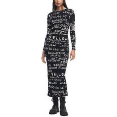 Desigual Midi Dresses Desigual black printed viscose/lycra dress dresses -size