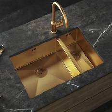 Kitchen Sinks Elite Brushed Gold Undermounted 1.5 Bowl Sink 670 X 440 mm