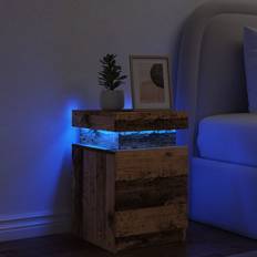 Brun Sengebord vidaXL 35 x 39 x 55 cm LED-lys Konstrueret Træ Sengebord