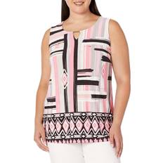 Avenue Blouses Avenue Plus TOP Adalyn Keyhole, in Pink Painted GEO, Size