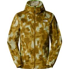 The North Face Yellow Outerwear The North Face Men's Mountain Athletics Printed Hooded Wind Jacket Amber Green Painted Mountains Print male