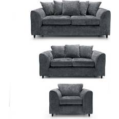 B&Q Furniture B&Q Monaco Chenille Fabric 3 Piece Set 3 2 1 Grey Sofa 3pcs