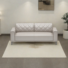 Orren Ellis Vonzell 75.59" White/Brown Faux Leather Sofa