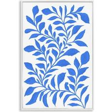 Wall Decorations Stupell Industries Blue Snake Plant Gray Giclee 24" H x 16" W Framed Art 16x24"