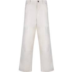 Moncler Solid Colour Trousers & Shorts Moncler Off-White Stretch Cotton Trousers 033 WHITE IT