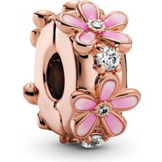 Pandora Daisy Flower Clip Charm - Rose Gold/Pink/Transparent