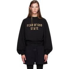 Fear of God Woman Jumpers Fear of God Fear of God ESSENTIALS Black Cropped Crewneck Sweatshirt BLACK