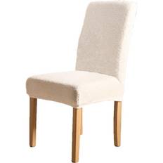 OHS Boucle Seat Covers Dining Slip Elastic Furniture Protector, Cream - One Size Loose Chair Cover Beige (106x47cm)