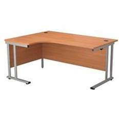 Silver/Chrome Writing Desks Start Start 1800 Crescent Cantilever Workstation LH TWU1812LHRADBESV Writing Desk