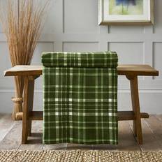 Microfiber Blankets Deyongs Snuggle Touch Tartan Throw 140x180 cm Olive Multi Blankets Green, Multicolour (180x)