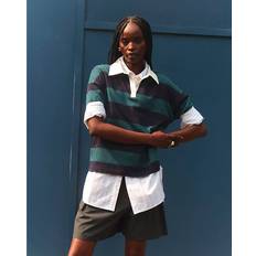 Cotton - Women Polo Shirts River Island Womens Green Stripe Polo T-Shirt