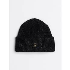 Tommy Hilfiger Black Headgear Tommy Hilfiger Monogram Beanie Black, Black, Women