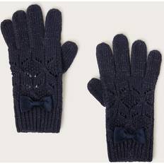 Blue Mittens Monsoon Kids' Sparkle Bow Gloves, Navy