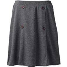 Skirts Lands' End Uniform Ponte Button Front Skort Charcoal Heather Womens Regular