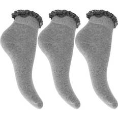 Nero Calzini Universal Textiles Ruffled Trim School Socks Pack of 3 - Nero/Grigio