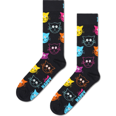 (UK 4-7) Unisex Pair Novelty Crew Funky Neon Cat Black One