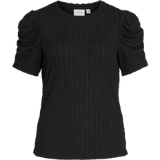 Vila Topit Vila Vianine S/S Puff Sleeve Top - Musta