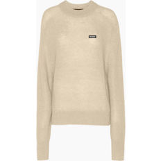 ROTATE Birger Christensen Rotate Birger Christensen Womens Parchment Relaxed-fit Brand-patch Recycled Polyamide-wool Blend Jumper PARCHMENT