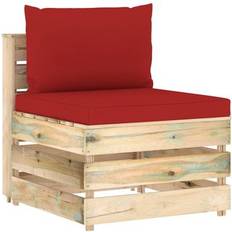 vidaXL Modulares Mittelsofa Mit Kissen Grün Imprägniertes Holz - Rot Sofa 3-Sitzer