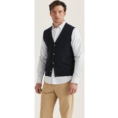 Laine mérinos Gilets Morris Merino Slipover Vest Navy Blau Pullunder Grösse: