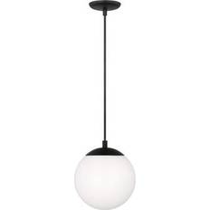 Ceiling Lamps Leo Hanging Globe 8 in. 1-Light Midnight Black Light with Smooth White Glass Shade and LED Light Bulb Pendant Lamp