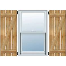 Windows Ekena Millwork 17 1/8 W x 41 H TimberCraft Three 5 3/8 Boards Spaced Board-n-Batten Shutters w/Z-Bar Rough Sawn Western Red Cedar (Per Pair) Timber Window Shutter