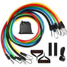 Resistance Bands Fresh Fab Finds FFF-GPCT1673 11-Piece Resistance Bands Set Up to 100lbs Fitness Workout Tubes with Door Anchor, Handles, and Ankle Straps