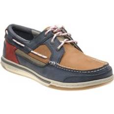 Sebago Triton Three Eye rubber-soled deck shoes in Blue Navy Cognac Red