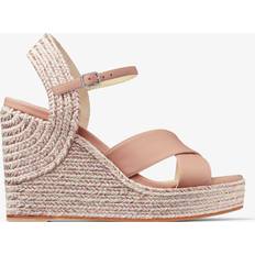 Laced Heeled Sandals Jimmy Choo Dellena 100 Leather Wedge Sandals - Ballet Pink