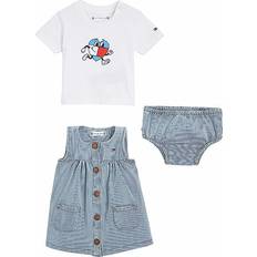 Kleider Tommy Hilfiger Set Kleid/T-Shirt/Bloomers Jeansstreifen 74 Kleider