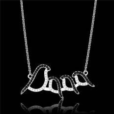 Rhodium Plated Charms & Pendants Precious Stone in. Rhodium & Ruthenium 925 Sterling Silver Chain Pendant with AAA Grade CZ, Clear