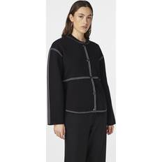 Y.A.S Dame Overtøj Y.A.S Sort strikket bomber-jakke med kontrasterende syninger-Black