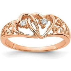 Rose Gold Rings Bagatela 14K Rose Gold Polished 0.05CT Diamond Heart Ring Mounting