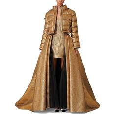 Gold - Woman Coats Carolina Herrera Carolina Herrera Cropped Silk-Blend Puffer Coat