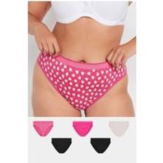 Pink Knickers Yours Pack Heart Print Full Briefs Pink 30-32