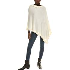 Wit - Wollen Jas Jassen Ruffle Trim Wool Poncho - Blend Poncho