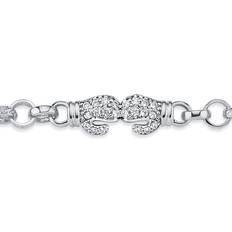 Jewelco London Boys rhodium silver jewelco london cz boxing glove belcher bracelet 7mm 6"