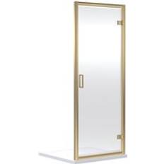 Showers 6mm Toughened Safety Glass Reversible Hinged Shower Door 760mm Brushed Brass