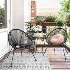 Garden Patio Furniture 3 Pieces Acapulco Chair Seating Glass Top and
