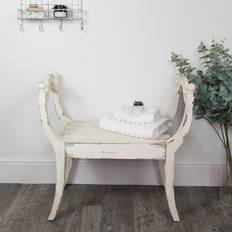 Wood Seating Stools Melody Maison White Distressed Vintage Wooden Seating Stool