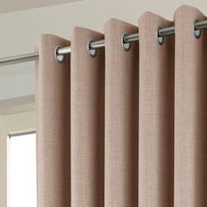 GoodHome Novan Natural Plain Blackout Eyelet Curtains 228 cm (L)