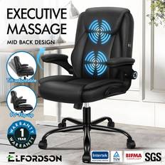 ELFORDSON Massage PU Leather Black Office Chair