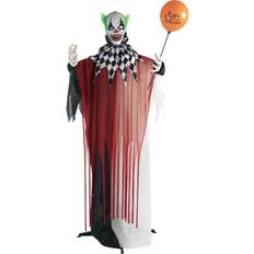 Skeletons Haunted Hill Farm 71-in. Animatronic Clown Indoor/Outdoor Halloween Decoration Flashing Red Eyes, Poseable, Battery-Operated HHCLOWN-7FLSA, Multi