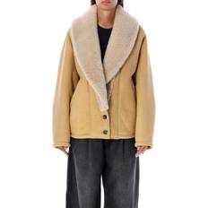 Beige - Mujer Chaquetas GOLDEN GOOSE Single-Breasted Shearling Jacket - Beige