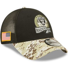 Caps New Era Men's Black/Camo Las Vegas Raiders 2022 Salute To Service 9FORTY Snapback Trucker Hat