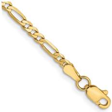 14k - Men Bracelets Bagatela 14K Yellow Gold 2.75 mm Flat Figaro Chain in. Bracelet