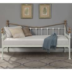 Newnham Classic Victorian Style Living Room Bedroom Metal Day Bed Frame (White, No Trundle)