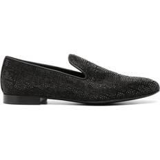 Versace Low Shoes Versace crystal-embellished satin loafers men Calf Leather/Satin/Calf Leather/glass Black