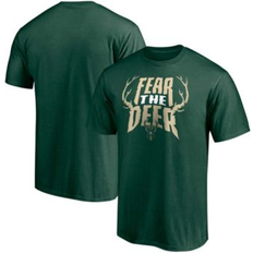 Basketball T-shirts Fanatics Men's Hunter Green Milwaukee Bucks Post Up Hometown Collection T-Shirt