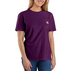 Carhartt Violet T-shirts Carhartt Women's Short Sleeve Pocket T-Shirt in Purple, Medium, Cotton Charlies